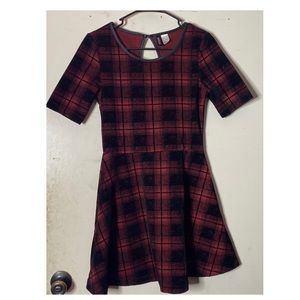 Divided Red And Black Plaid Dress